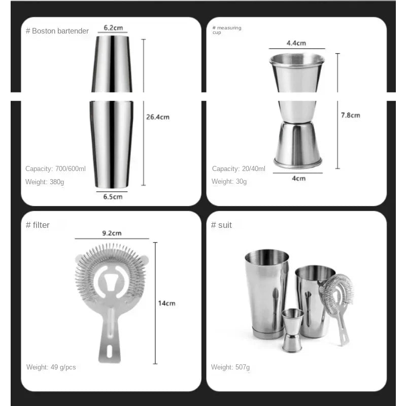 Master Mix : Coffret Shaker Cocktail 4 pièces