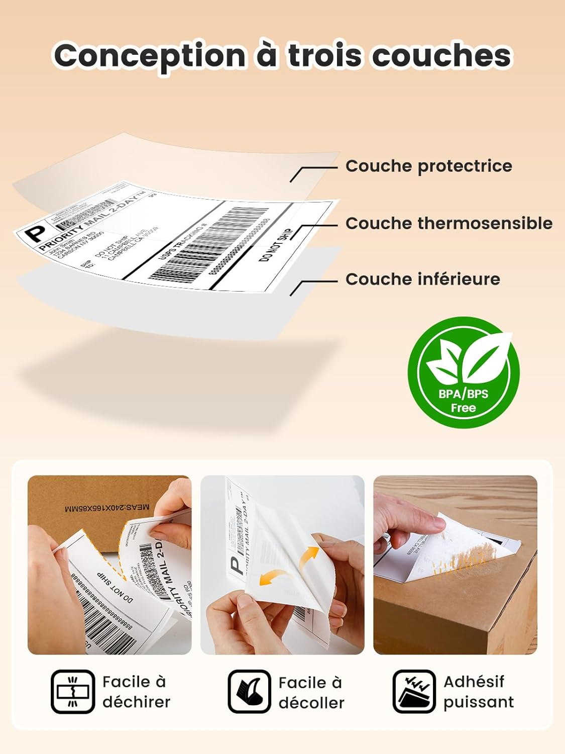 Rouleaux d’étiquettes thermiques – Compatible toutes imprimantes – Lot de 100 / 200 / 500