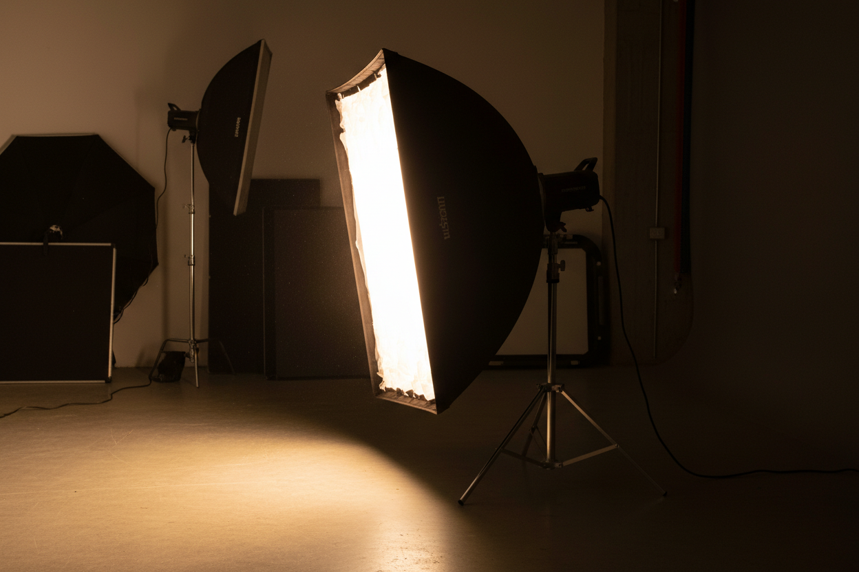 soft box de profil que éclaire